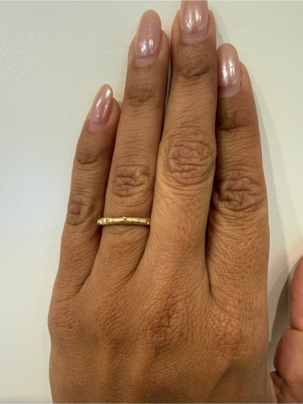 14K solid gold Matte finish. Rustic band one of  one  - size 5.5